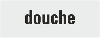 douche deurbordje - deur - tekstbordje - zelfklevend - geanodiseerd aluminium - 130 x 50 mm. - dikte 0,5 mm. - 5 jaar garantie!