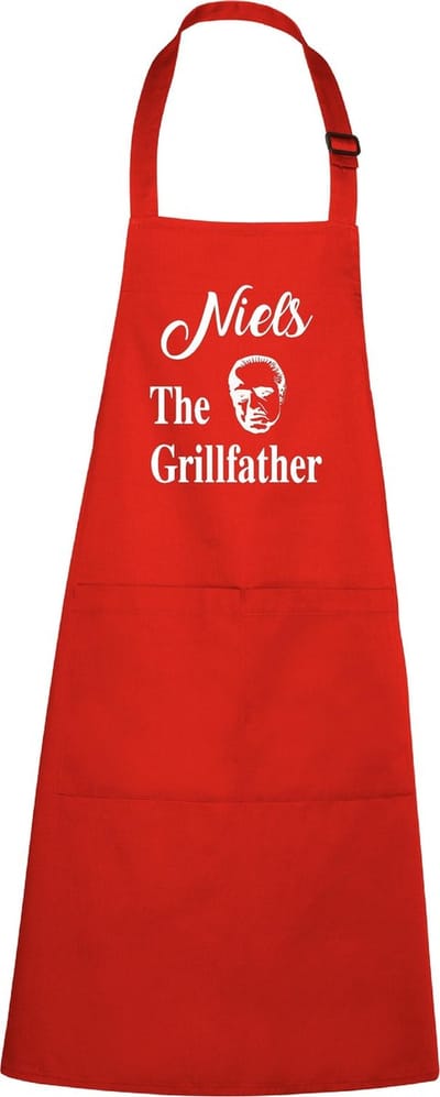 mijncadeautje - luxe keukenschort - The Grillfather  Corleone - met naam - rood