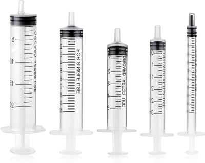 Spuitset voor vloeistofmeting en plantenirrigatie, 5 spuiten herbruikbaar, 1 ml, 3 ml, 5 ml, 10 ml, 20 ml