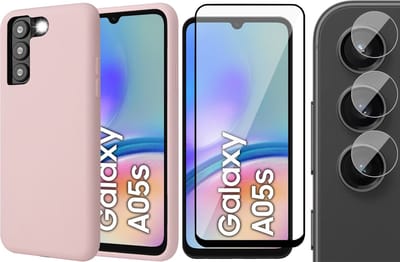 Hoesje geschikt voor Samsung Galaxy A05s - Screenprotector Volledig Dekkend Glas & Camera - Mat Back Case Roze