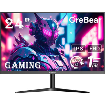 GreBear 165/144Hz Gaming Monitor 24 Inch - FHD 1080P IPS Screen 1ms (GTG) Home Office Computer Display, FreeSync Technology, 100
