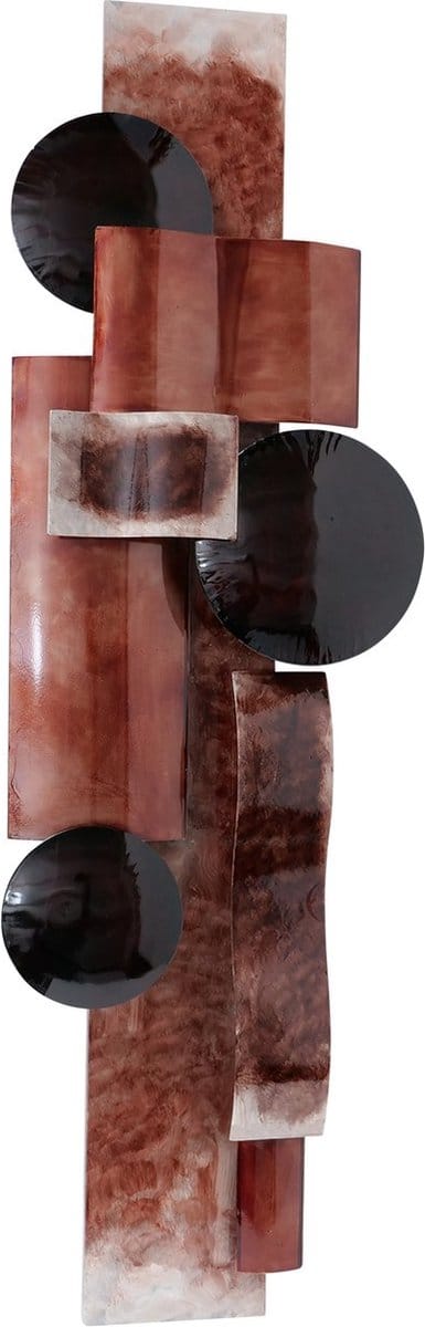 Wanddecoratie - Muur decoratie - 111x36x8cm - Metaal - Bruin - XXL - hand geschilderd