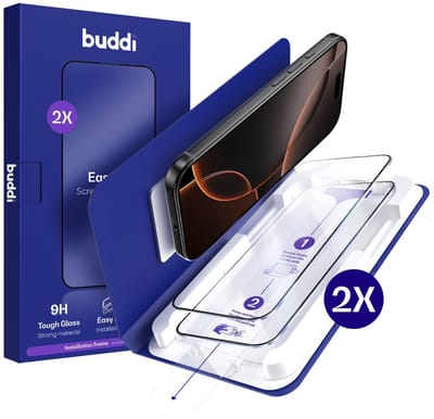 2-Pack Screenprotector Geschikt voor iPhone 16 Pro Max - Buddi Easy Fit Tempered Glass met Installatietray - 9H+ Gehard Glas - Case Friendly Glasplaatje - Eenvoudige montage