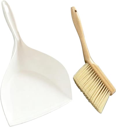 Mini Bezem en Veegset - Kleine Stoffer Blik - Snel Vuil Verwijderen - Houten Handvat Dichte Borstels