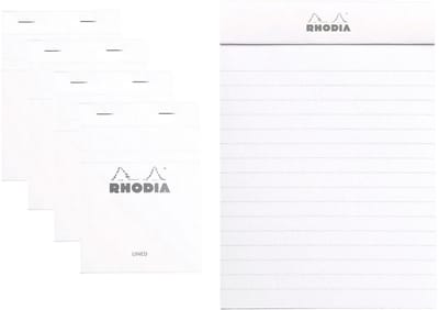 Rhodia Notitieblok - Schrijfblok - N13 - Gelijnd - 10,5x14,8 cm - 80g - wit - 80 vel - 10 stuks