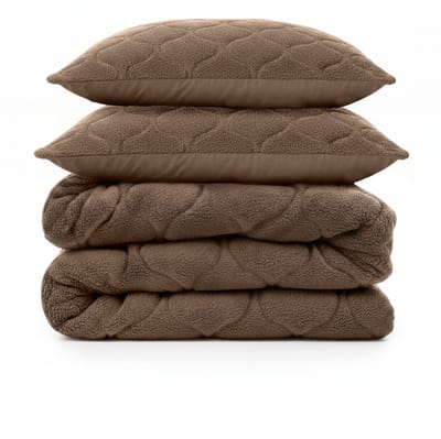 Sleeptime 2 in 1 Teddy Premium Dekbed zonder Overtrek - Dekbed Inclusief Slopen - 200 x 200 cm - Taupe/Bruin