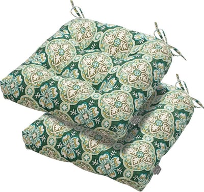 Set van 2 Waterdichte Outdoor Stoelkussens voor Terras - Getuft Zitkussen Groen