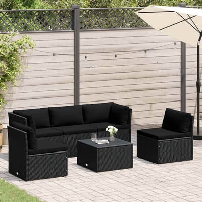 vidaXL - 4-delige - Loungeset - met - kussens - poly - rattan - zwart