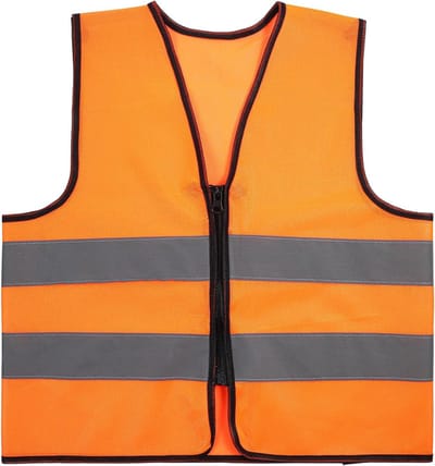 Veiligheidsvest voor kinderen met hoge zichtbaarheid, reflecterend werkvest met twee strepen voor fietsen, skiën en outdoor activiteiten (oranje)