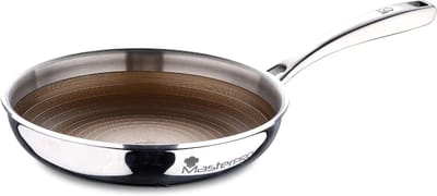 Koekenpan Roestvrij Staal - Koekenpan Antiaanbak - Professioneel Koken - Ergonomische Handgreep - 20 cm Diameter - Zilver