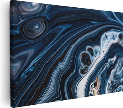 Artaza Canvas Schilderij Abstract - 90x60 cm - Wanddecoratie Marmer - Muurdecoratie Woonkamer - Schilderijen Op Canvas Blauw