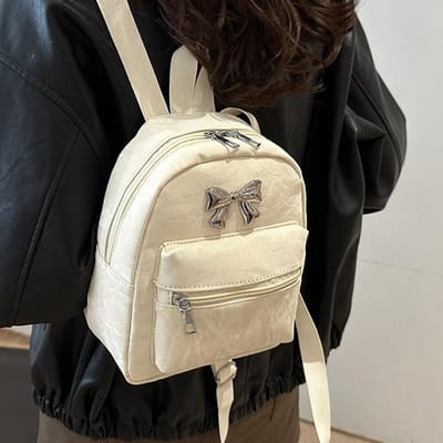 Strik Rugzak voor Dames Niche Stijl Casual en Modieus Koreaanse Meisje Bucket Schooltas Lichtgewicht Kleine Reisrugzak