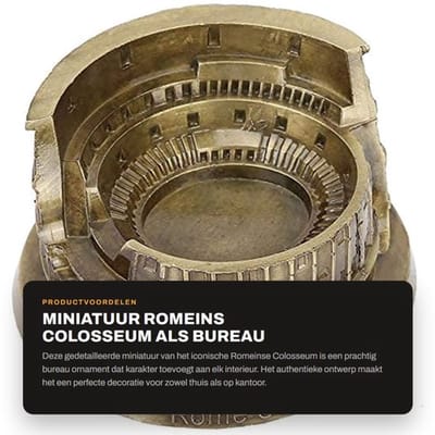 Miniatuur Romeins Colosseum - Authentiek Design - Vintage Beeldje - Bureauornament - Decoratie - Kunstzinnige Details