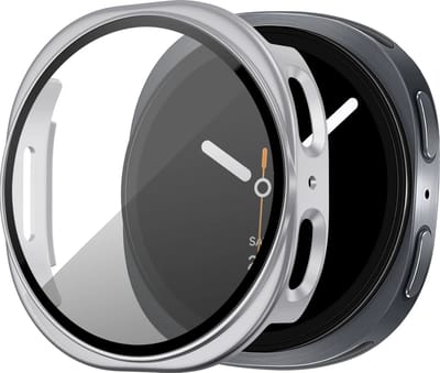 Bandz PC hard case hoesje met screenprotector - geschikt voor Samsung Galaxy Watch 9/8 - 40mm - beschermhoes van hard plastic - full cover (zilver)