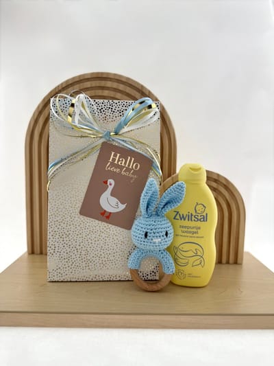 Baby •Kraam Cadeaupakket Jongen• Zwitsal Rammelaar Konijn - Leuk om cadeau te geven - Perfect Gifts