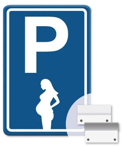Parkeerbord Zwanger - blauw - Weerbestendig Aluminium - 30x45 cm - Bevestiging: Met muur-/ wandmontage beugels