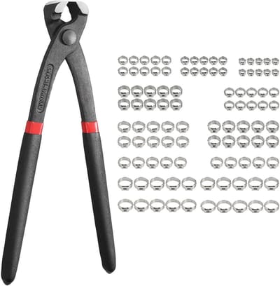 Assortiment van 100 RVS Slangenklemmen met Pliers Set en Crimping Tools voor Stepless en Single Ear Slangenklemmen