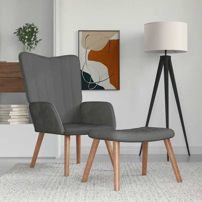 vidaXL - Relaxstoel - met - voetenbank - fluweel - donkergrijs