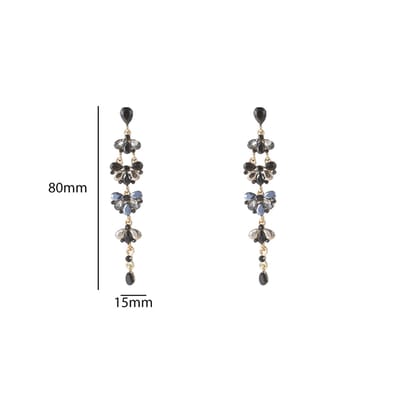Go Dutch Label Oorknoppen Long Stone Dangle Goud Black