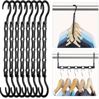 Ruimtebesparende Magische Kleerhangers, Sterke Kunststof voor Zware Kleding - 8 Stuks, Zwart