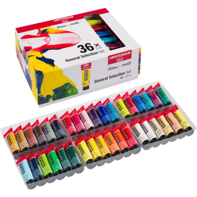 Standard set 36 kleuren 20 ml tubes acrylverf