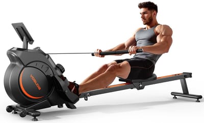 YOSUDA geüpgraded roeiapparaat voor thuis, 16-traps high-power magneetweerstand (tot 40 kg), app & Bluetooth voor interactieve workouts, geluidloos, belastbaar tot 160 kg, ruimtebesparend opvouwbaar, rowing machine