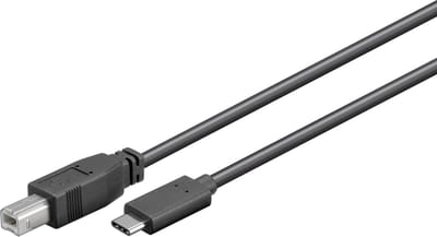 USB-C naar USB-B Kabel - USB 2.0 - 1 meter - Zwart