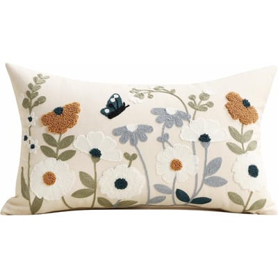30x50cm Lente Bloemen Borduurwerk Plaid Kussenhoes Cojines Eenvoudige Stijl Katoen Linnen Bank Kussenhoes Decoratieve Kussenhoezen 30x50cm