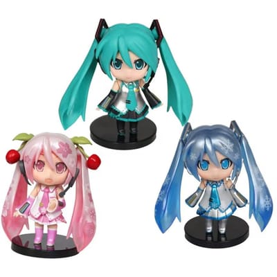 Anime Hatsune Miku Figuur Mini Karakter Ornamenten Kawaii Roze Groen Hatsune Huis Bureau Decoratie Volwassen Speelgoed kind Verjaardagscadeau