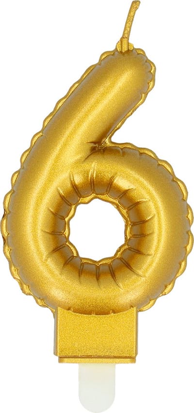 Boland - Kaarsje '6' goud 6 Goud - Black & Gold - Black & Gold - Verjaardag - Jubileum