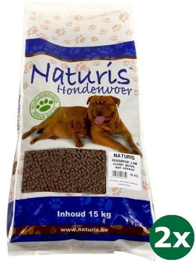2x15 kg Naturis brok geperst lam hondenvoer