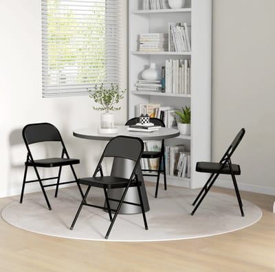 STILVORA Inklapstoel 45 x 46 x 78 cm - Set Van 4 Met Gepolsterde Zitting En Rugleuning - Voor Kantoor En Wachtruimte - Kunstleer Zwart