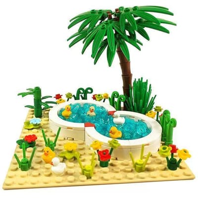 Hoge Kwaliteit Schattige Hoge Kwaliteit Eend Hoge Kwaliteit Zwembad Hoge Kwaliteit Gebouw Hoge Kwaliteit Blokken Hoge Kwaliteit Speelgoed Collectie set Hoge Kwaliteit