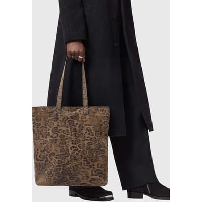 AllSaints Yuto Leopd Tote Leo Khaki/black Taglia: OS | Borse Outlet | Uomo | Marrone