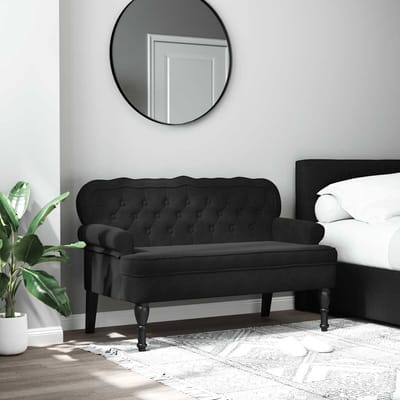 vidaXL - Bank - met - rugleuning - zwart - 119,5x64,5x75 - cm - fluweel