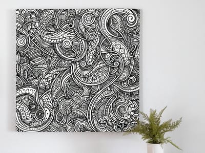 Doodle relief schilderij | Golven van abstractie: een speelse verkenning van ruimte en textuur | Kunst - 40x40 centimeter op Dibond | Foto op Dibond