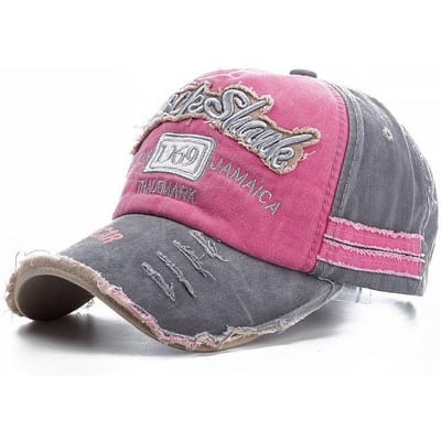 Hoge Kwaliteit Gewassen Cowboy Letters Katoenen Pet Voor Mannen Vrouwen Verstelbaar Buiten Zon Bescherming Hoed Rock Shark Baseballpetten Adjustable pink