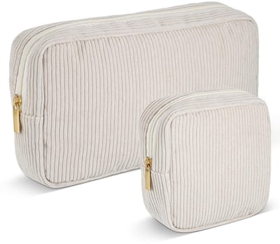Dailygoods- Make-uptas Draagbaar - Corduroy - 2 Stuks - Compartimenten - Duurzaam - Verbeterde Ritssluiting - Toilettas