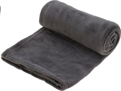 H&S Fleece deken - donkergrijs - 125 x 150 cm - polyester - plaid - dekentje - fleecedeken