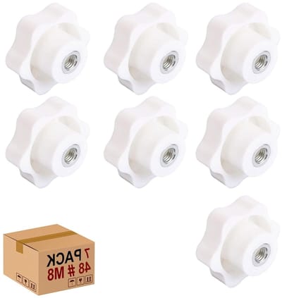 Set van 7 Star Grip Moeren M8 x 48 mm met Vrouwelijke Draad voor Klemknoppen en Gripmoeren voor Machines