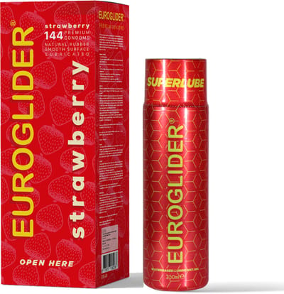 Euroglider Strawberry - 144 stuks Condooms met Aardbei Smaak + Gratis 250ml Euroglider Super lube