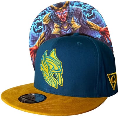 Capiche® Snapback Pet Heren – Loki – Blauw & Geel Suède – Verstelbaar met Druksluiting – Sportcap – Baseball Cap – Mannen Pet