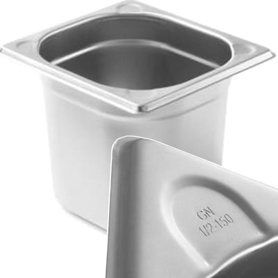 HENDI Gastronorm container – versterkte hoeken – 2,4L – roestvrij staal – 150mm hoog