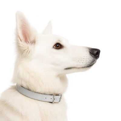 Nobleza Hondenhalsband - Maat M - Verstelbaar 32 / 40cm - PU Leder halsband - Puppyhalsband - Halsband pup - Grijs