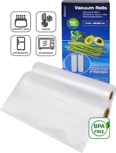 DESQ® Vacuümrollen XL 28 x 600 cm - 9 laags - Microstructuur - 2 Rollen