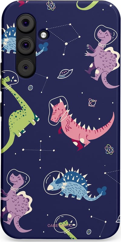 Casetastic hoesje geschikt voor Samsung Galaxy A54 (2023) 5G - Dubbellaagse bescherming - Rex in de ruimte - Fashion Case - Donkerblauw Donkergrijs