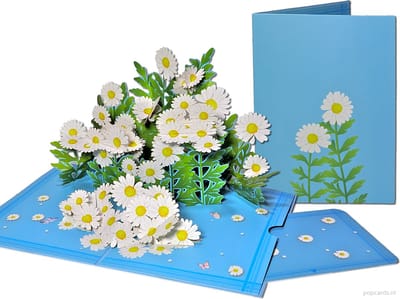 Popcards popupkaarten – Verjaardagskaart Moederdag Margriet Bloeiende Margrieten Bloemen Vriendschap Liefde Felicitatie pop-up kaart 3D wenskaart