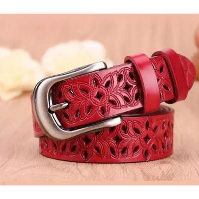 115CM Nieuwe Riem Hol Patroon Riem Dames Trend Tailleband Echte Dames Riem Vintage Gesp Imitatieleer Riem Jeans 115cm white