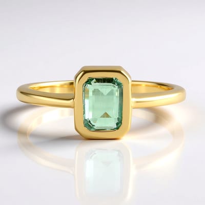Cavill - Zilveren ring - 925 Sterling Zilver Verguld - Paraiba kleurige Nigeriaanse Smaragd 0,731 ct - Octogonaal geslepen - Elegante edelsteen ring