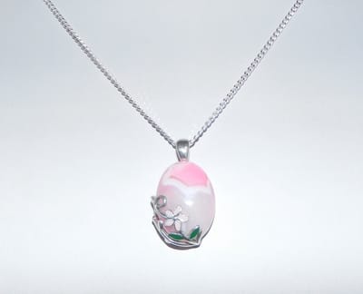 Hetty'S - Hanger geÃ«mailleerd - Collier 42 cm - 925 zilver -Roze Agaat -